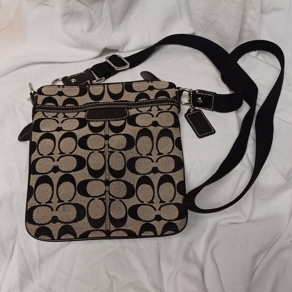 Coach signature logo black cross body bag